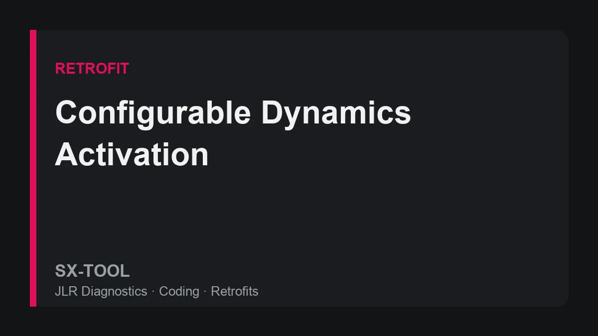 Configurable dynamics activation screen on a Range Rover