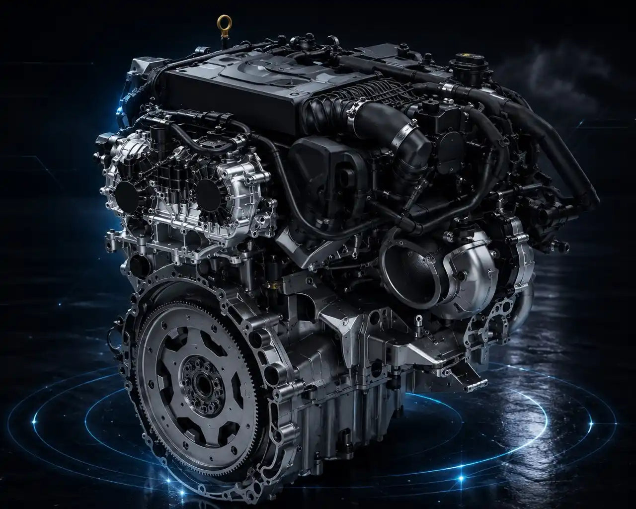 Jaguar engine bay inspected during timing chain diagnosis